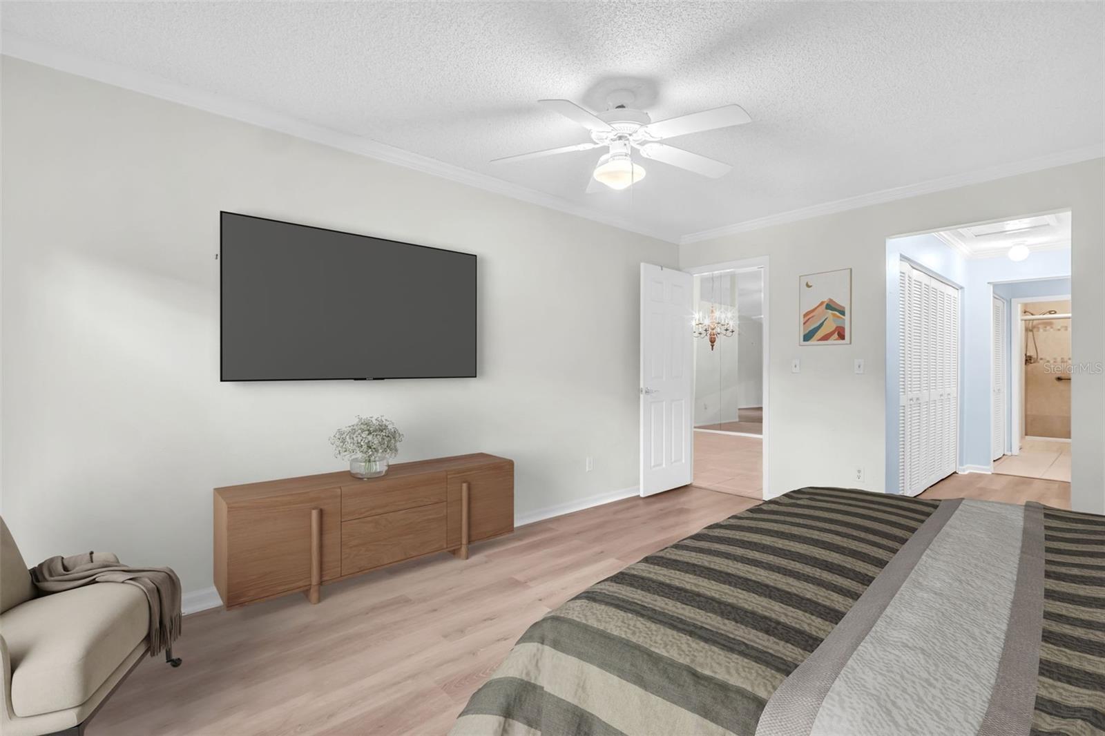 Master showcases multiple large closets for storage & a beautiful en-suite~