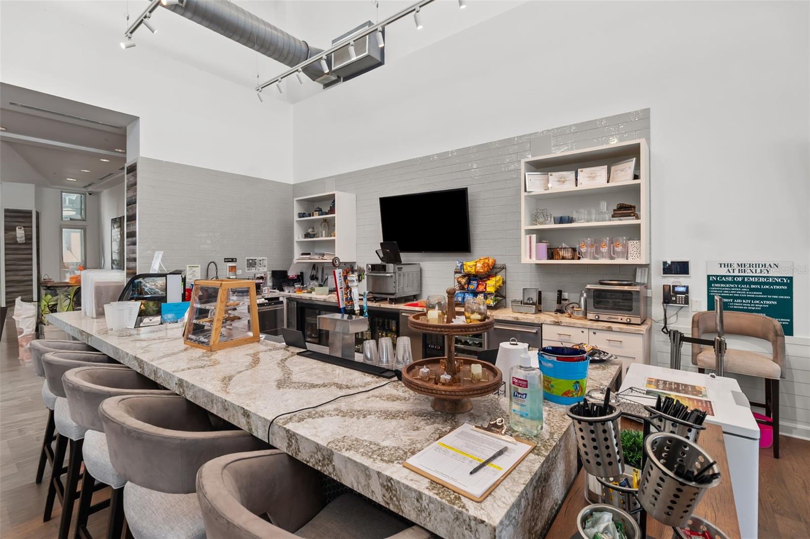 On-site bistro for drinks, snacks, and socializing.