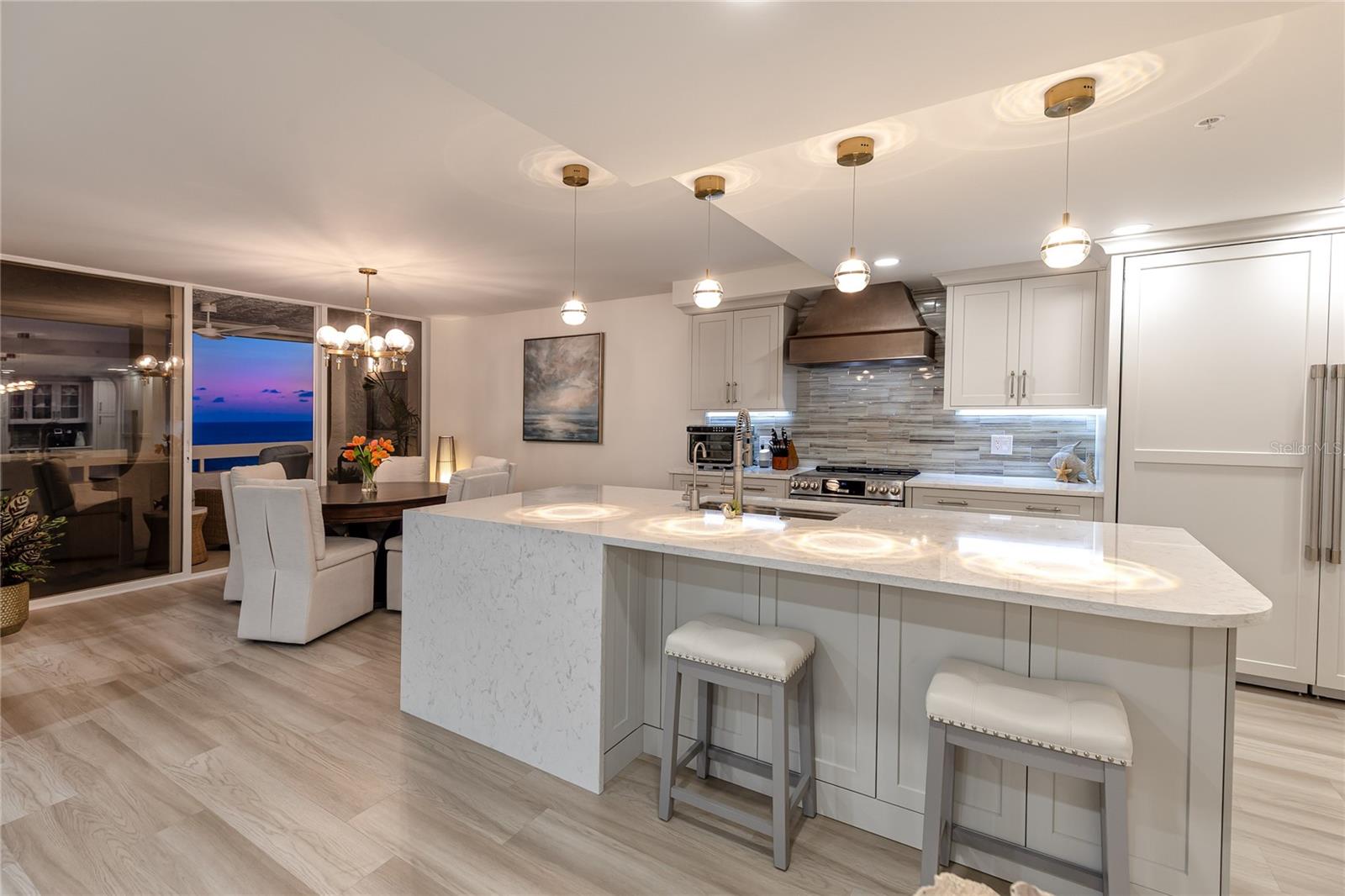 Kitchen at sunset at 17940 Gulf Blvd, #17C, Redington Shores, FL 33708