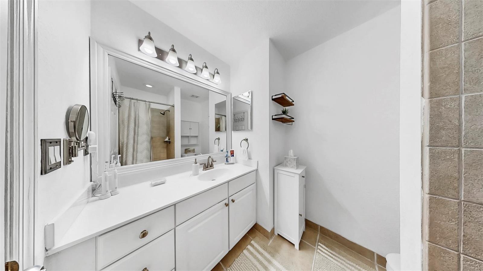 Clean well-maintained bathroom. Upgraded Light fixtures and faucets.