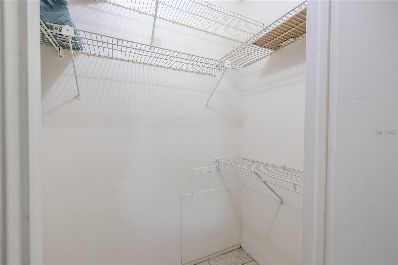 Bedroom has a spacious walk-in closet.