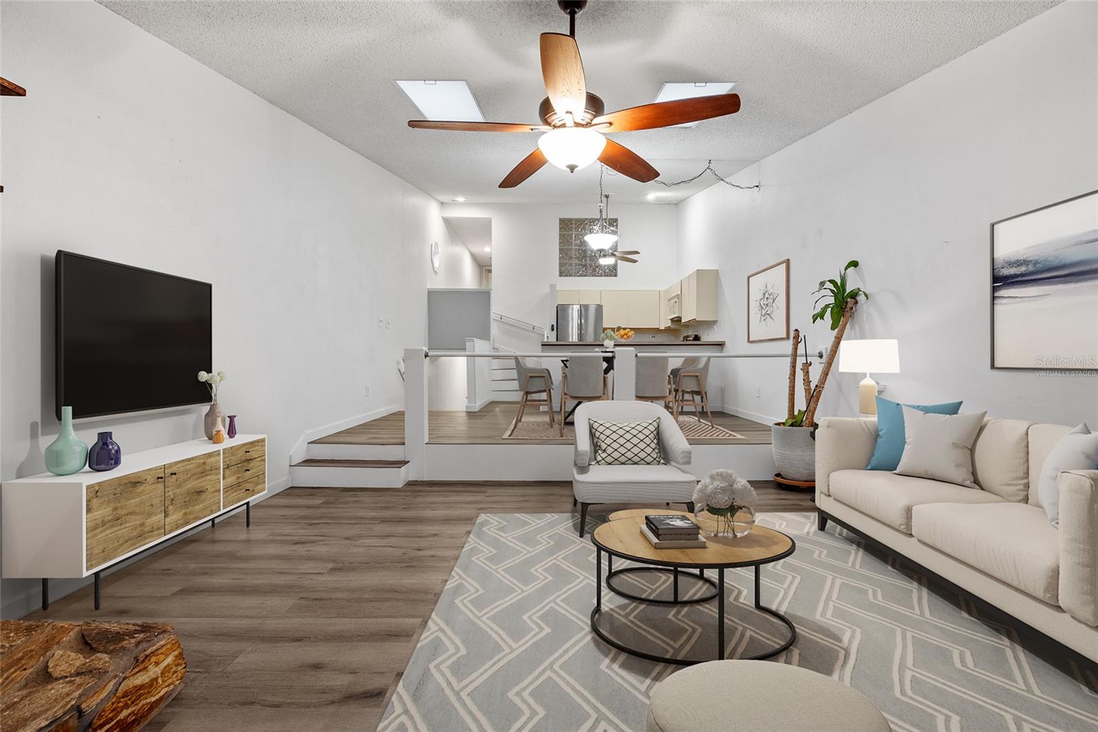 Virtually staged living room.