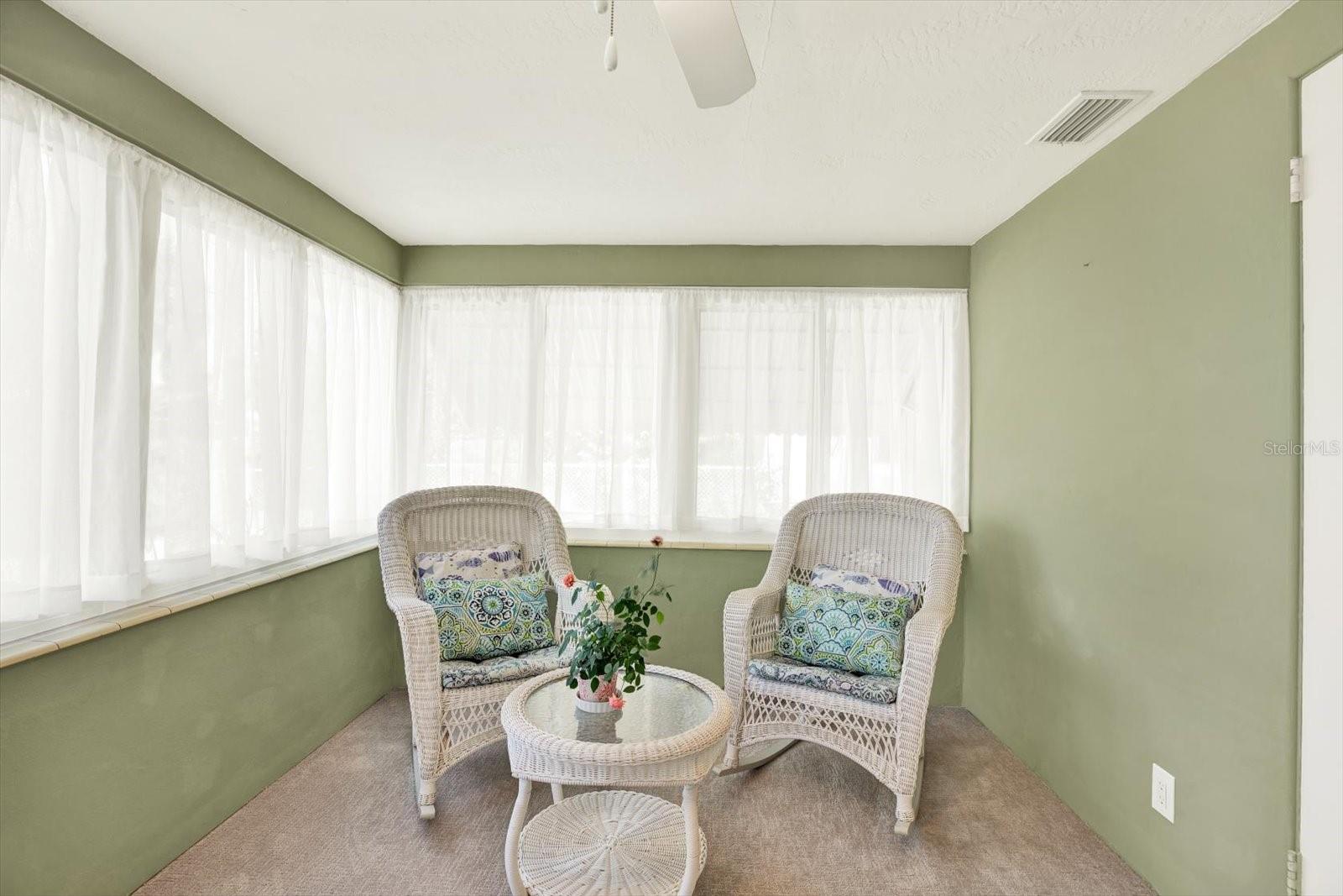 Florida room converted for extra interior living space.