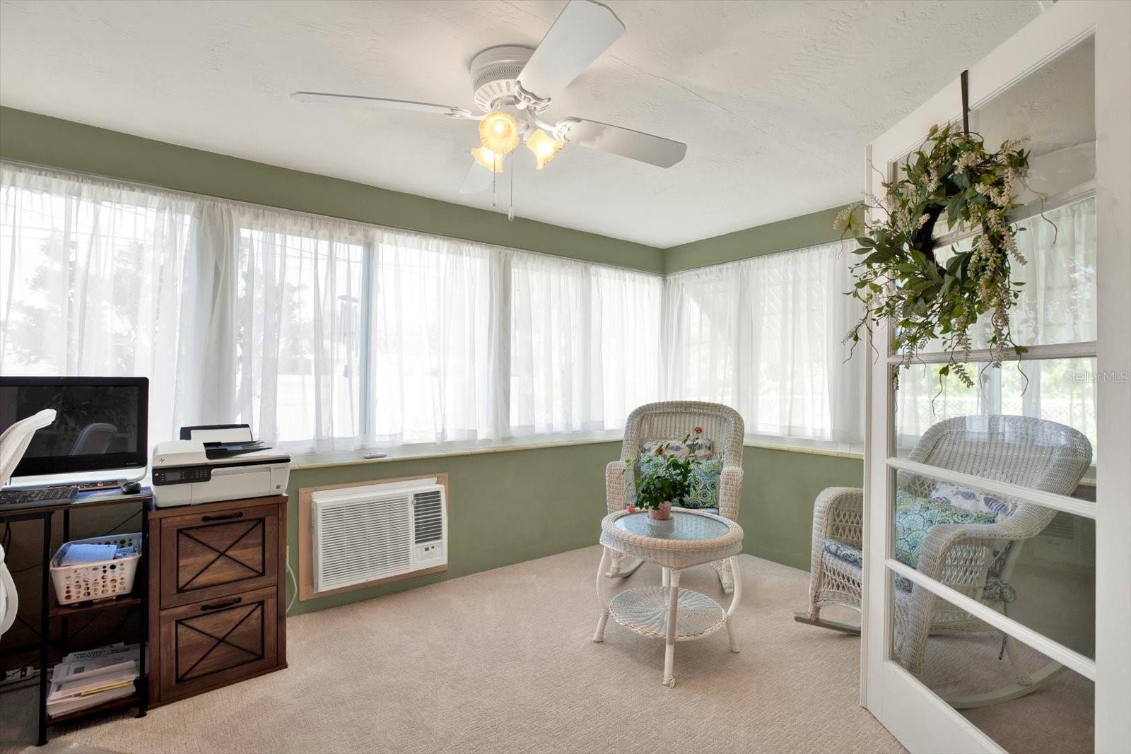 Florida room converted for extra interior living space.