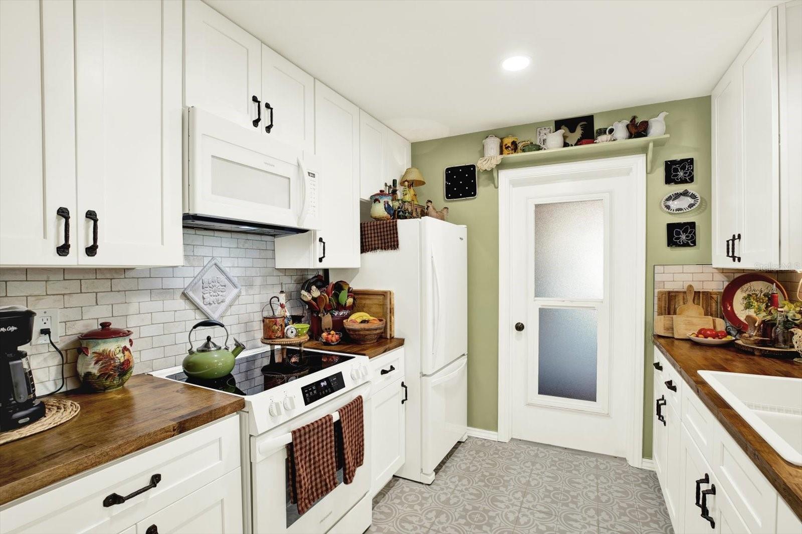 Kitchen with stunning butcher block counters