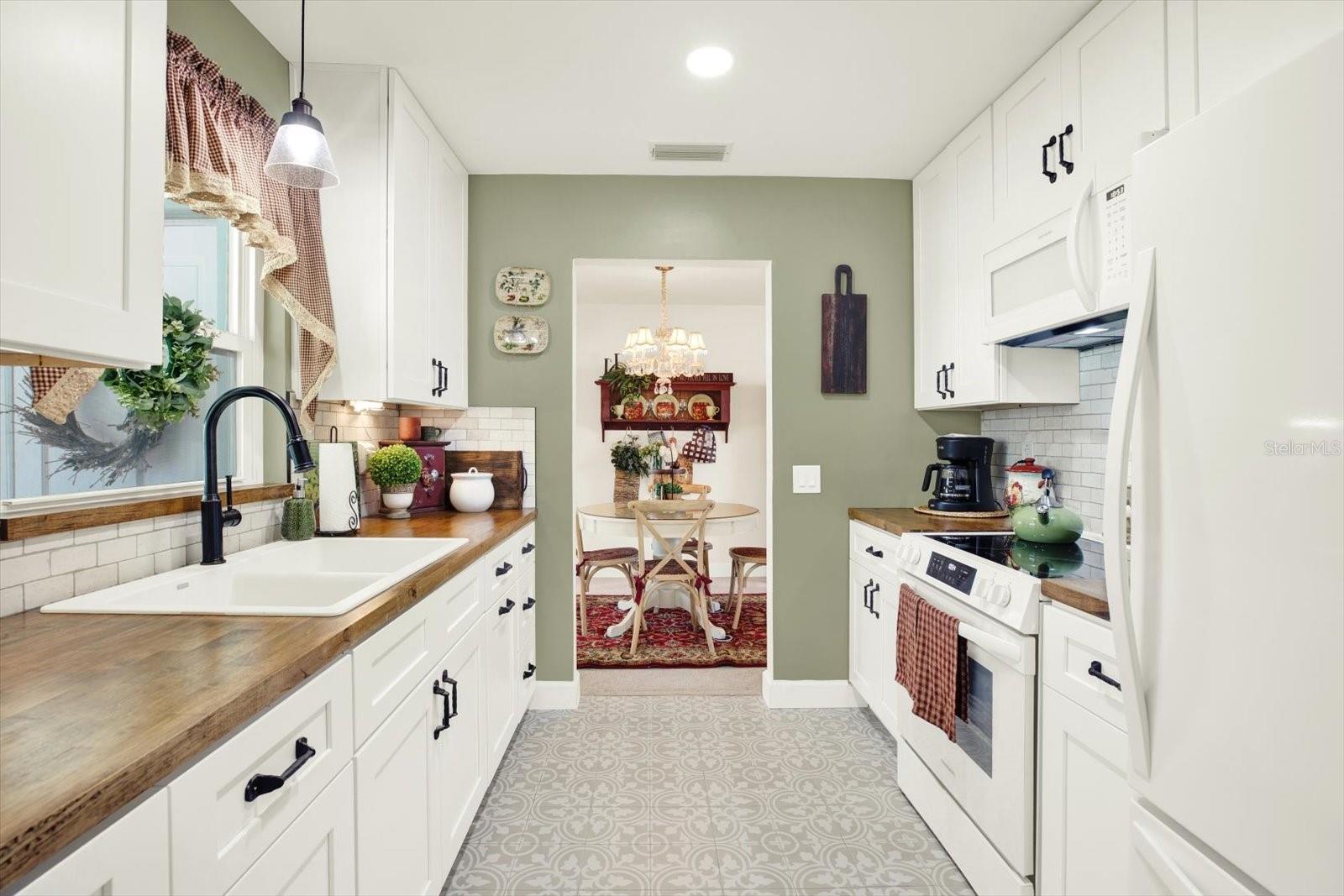 Kitchen with stunning butcher block counters