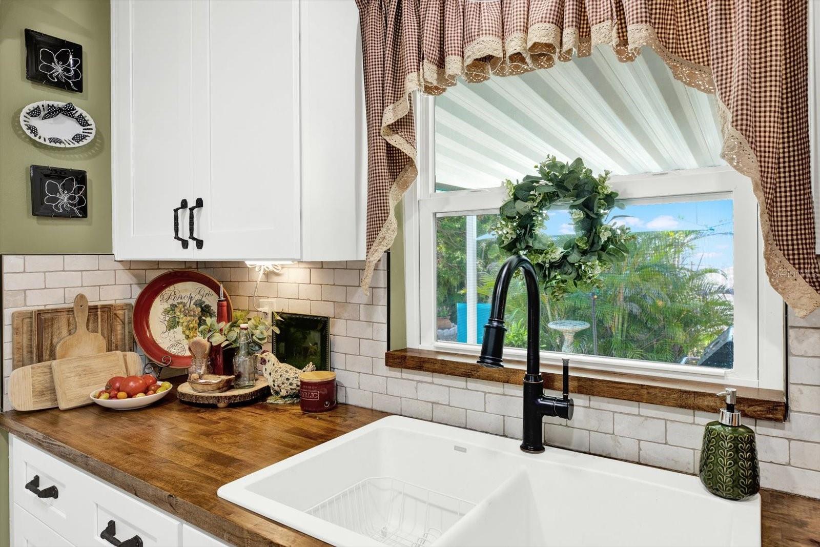 Kitchen with stunning butcher block counters