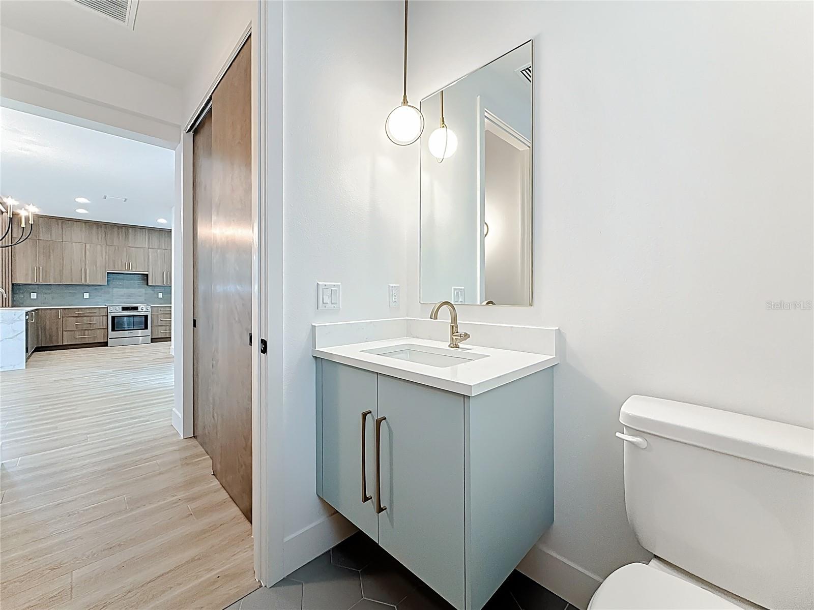 Main-level powder room for guests.