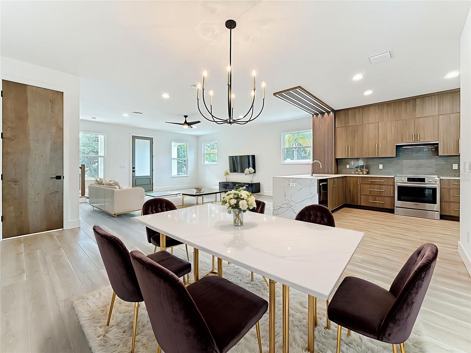 VIRTUALLY STAGED PHOTO. Dining area.