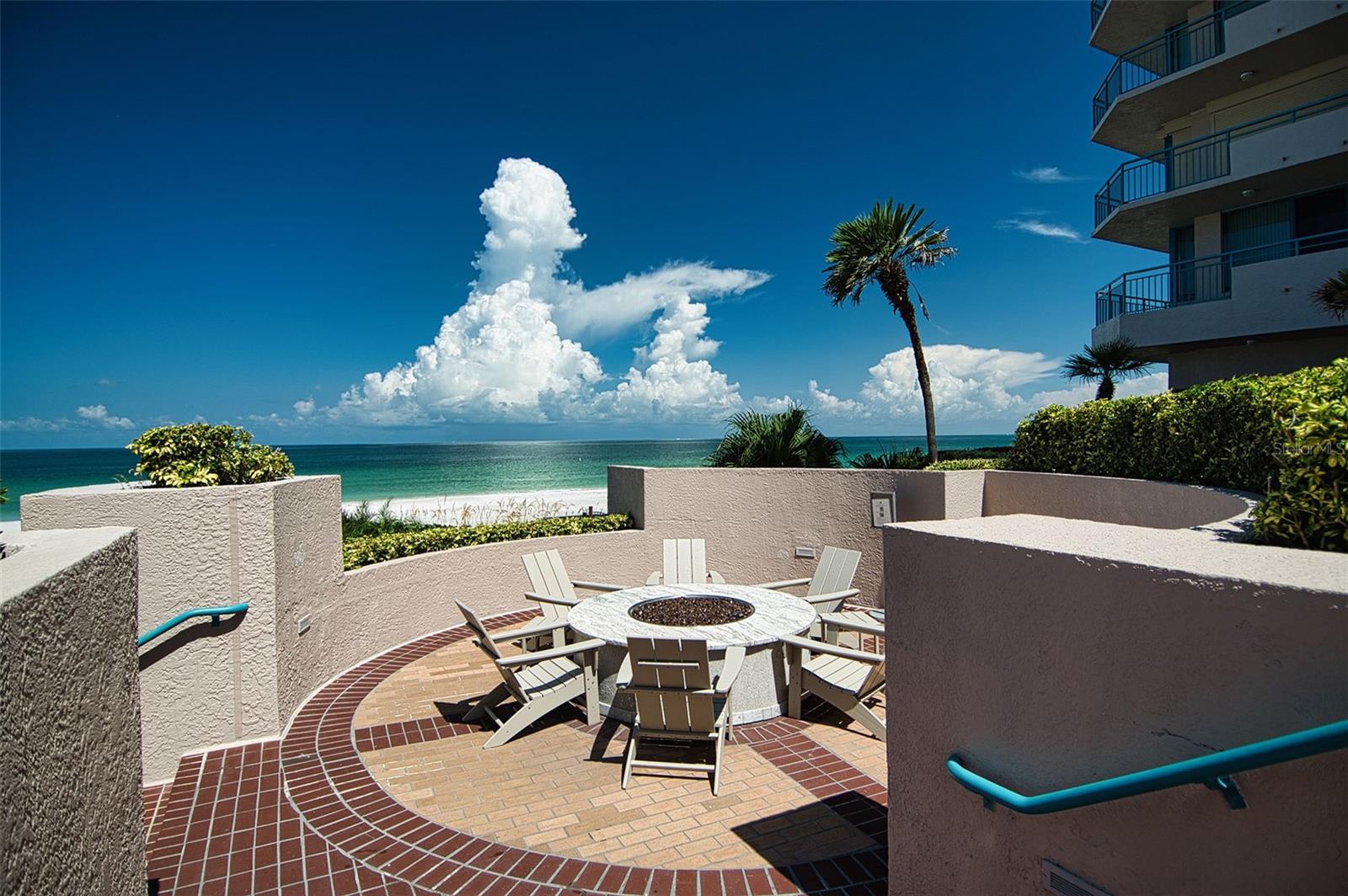 Fire Pit Area View with beach in background