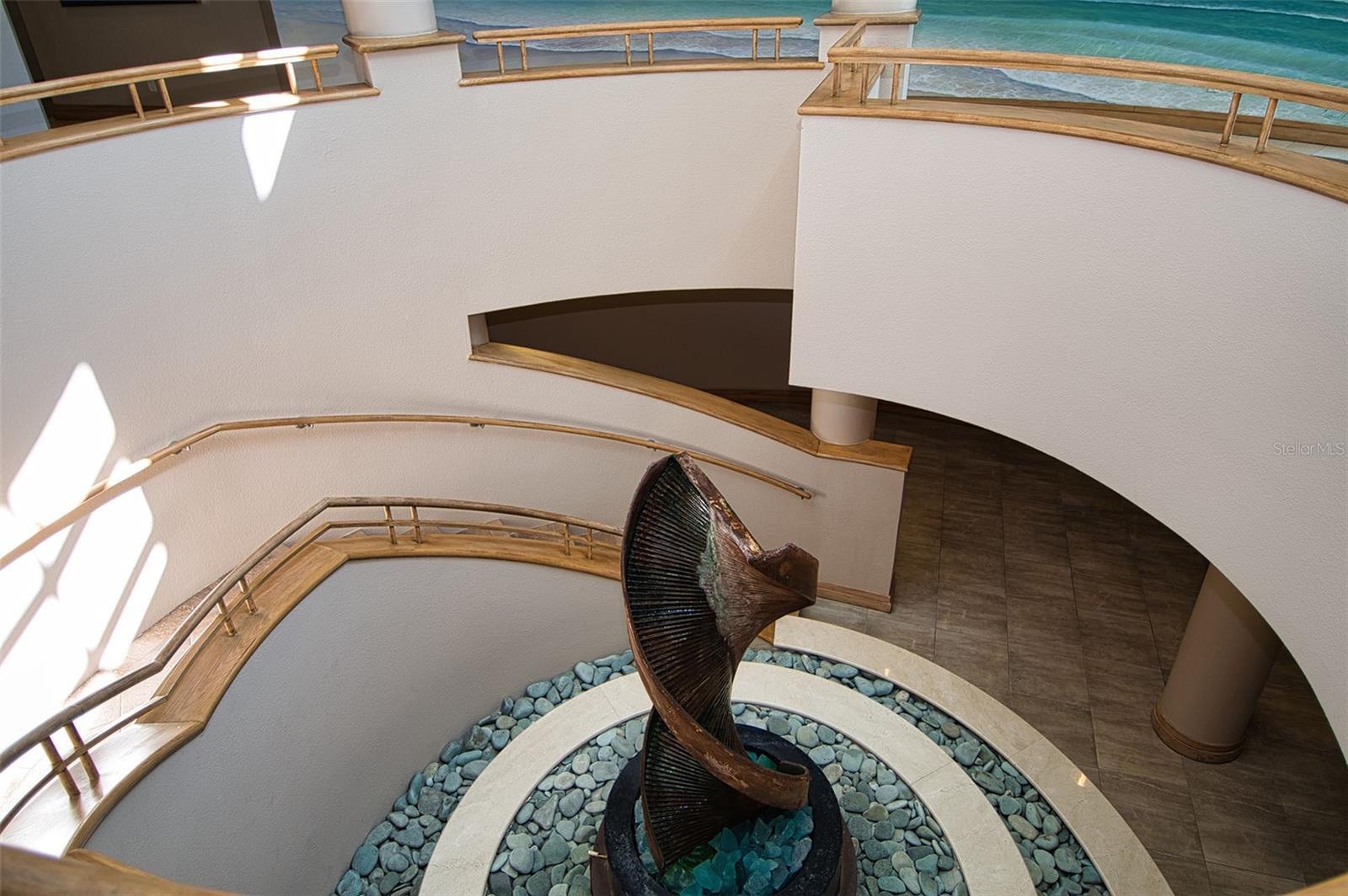 Stairs from lobby down to underground parking