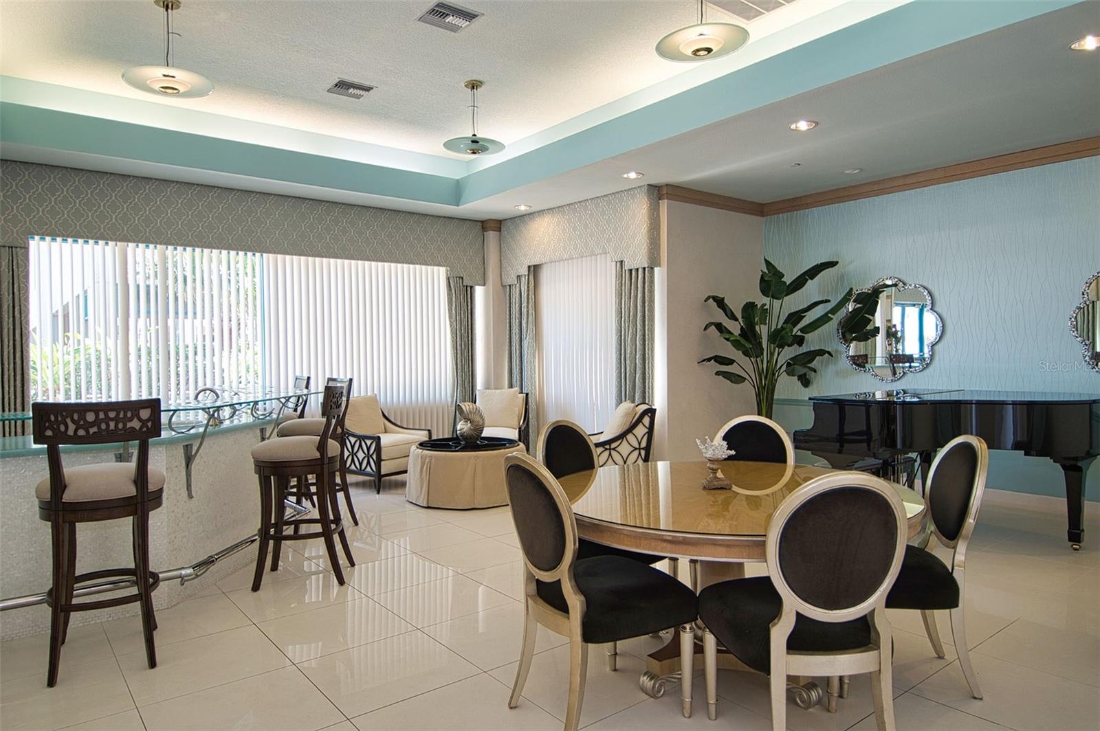 Club house with baby grand piano