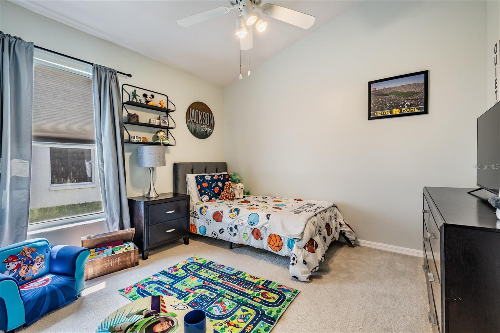 Guest Room, Ceiling fan with light fixture.