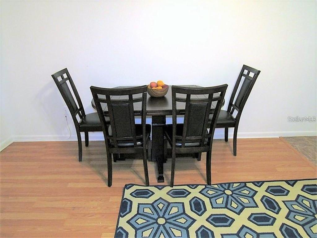 Dining area with extended length of the table.