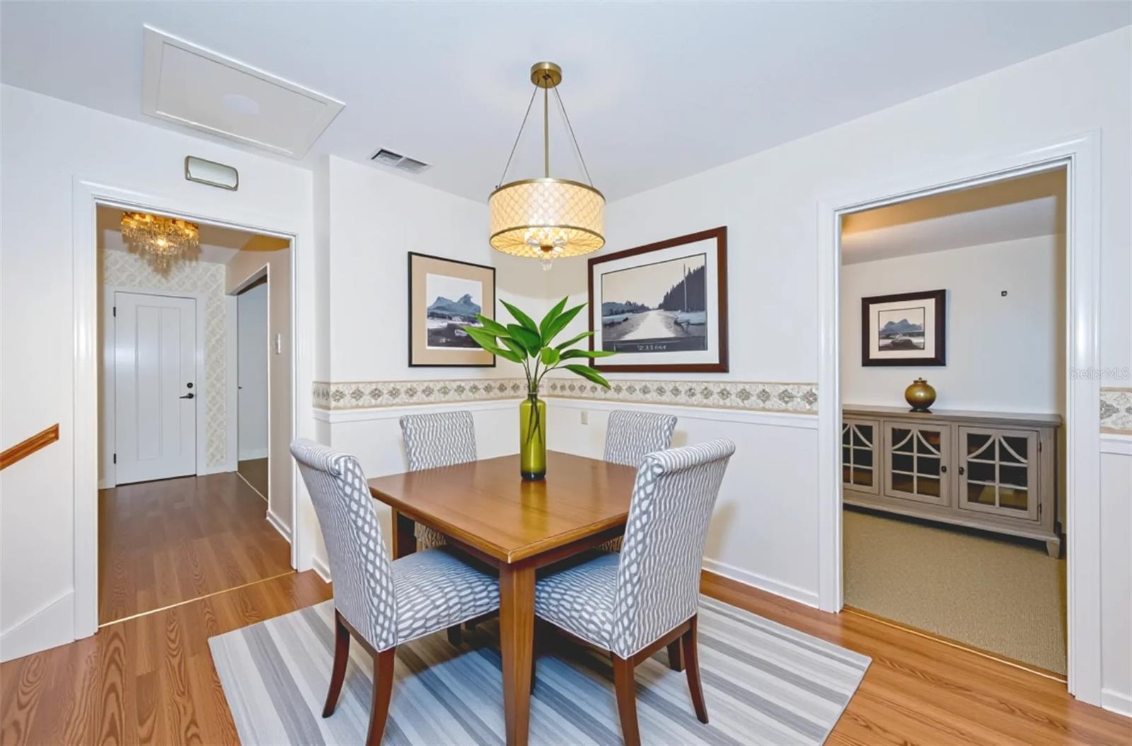 Kitchen eat in area staged