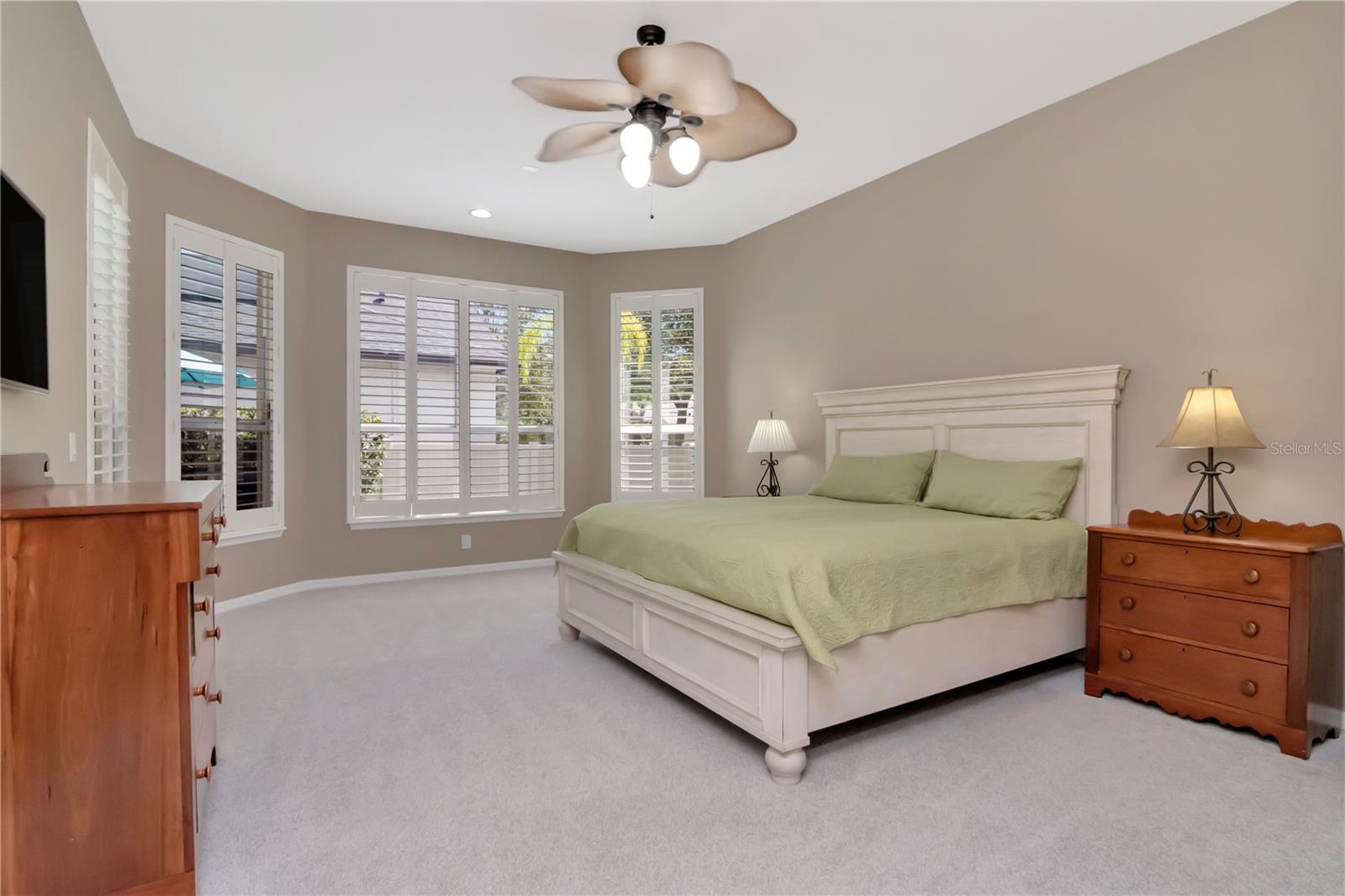 Primary Bedroom Suite with Gorgeous Windows, Plantation Shutters, and Natural Light