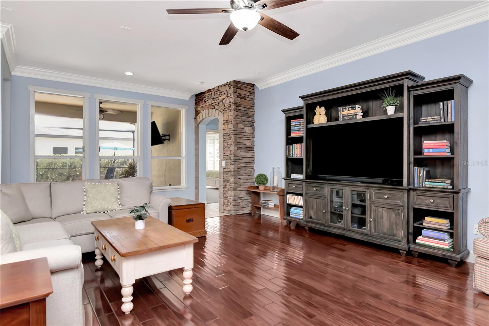 Living Room with Wood Floors and Stunning Windows