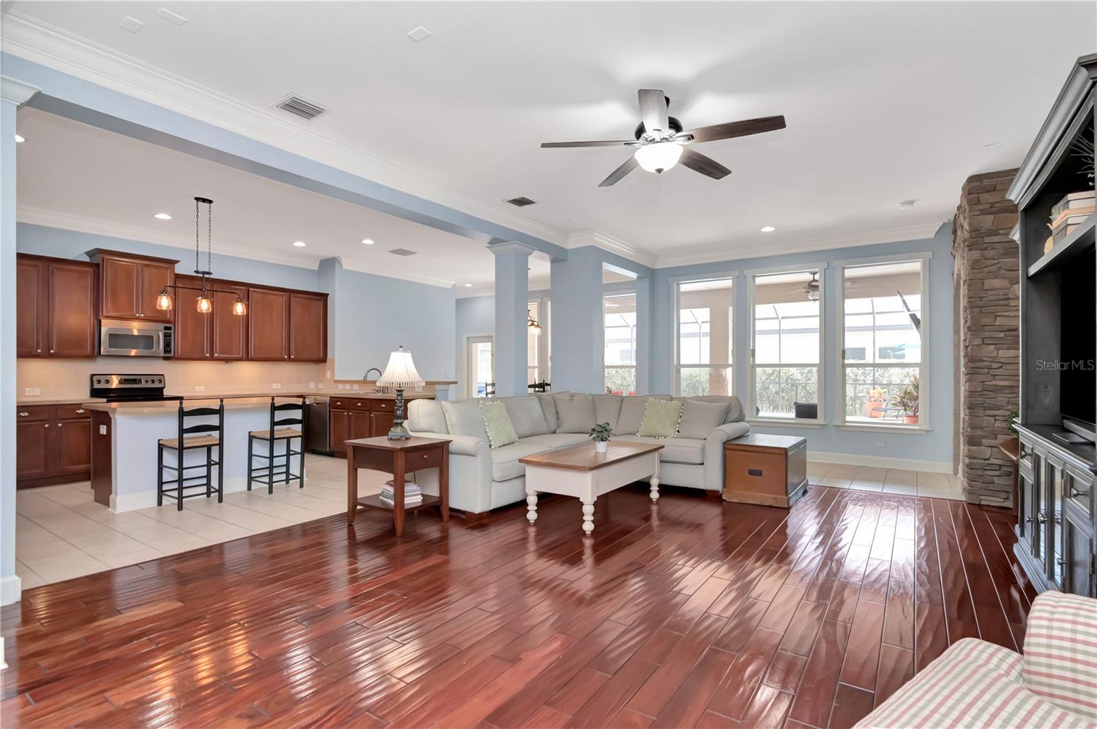 Living Room with Wood Floors and Natural Light