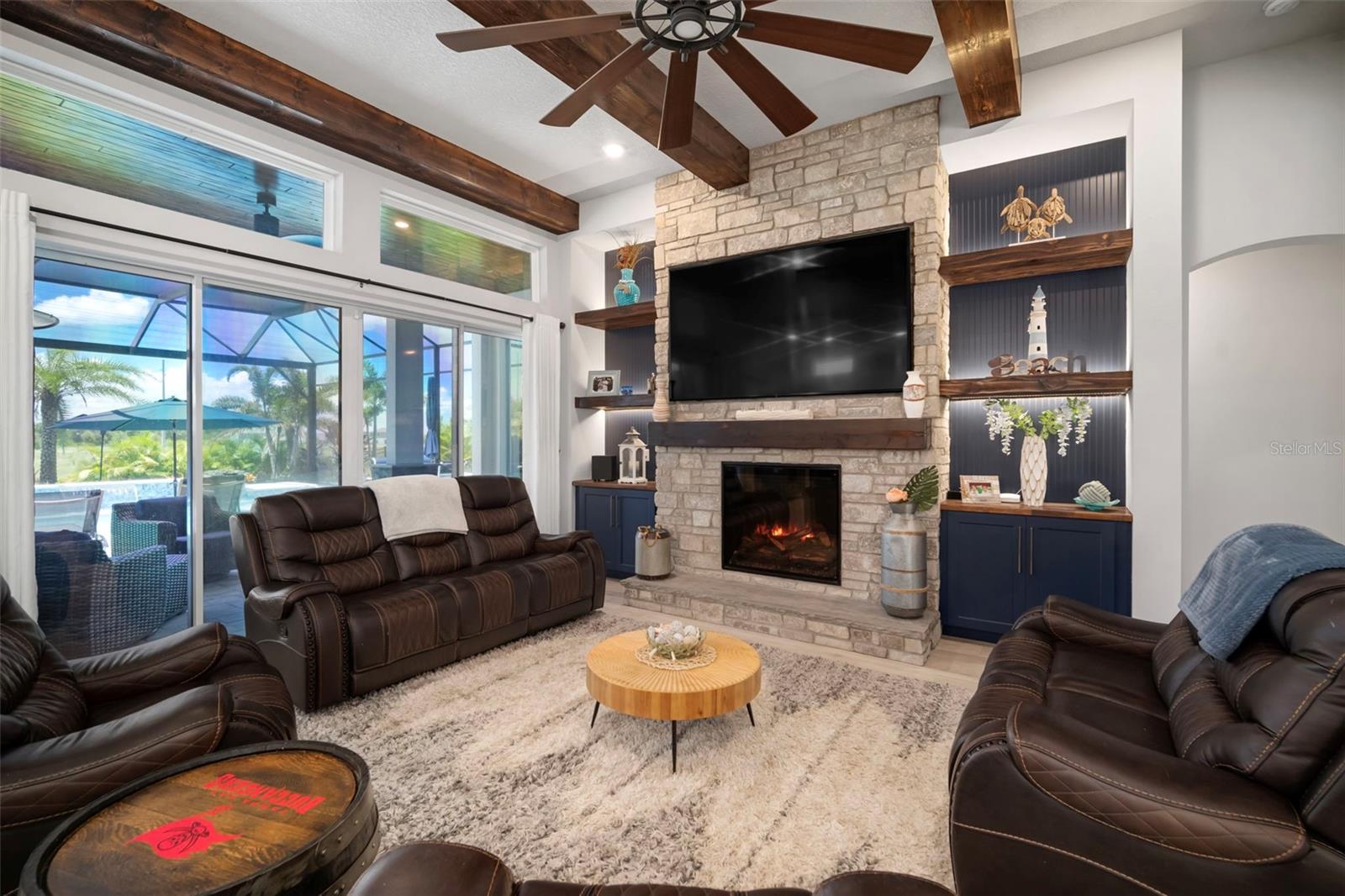 Living Room with Custom Fireplace Wall