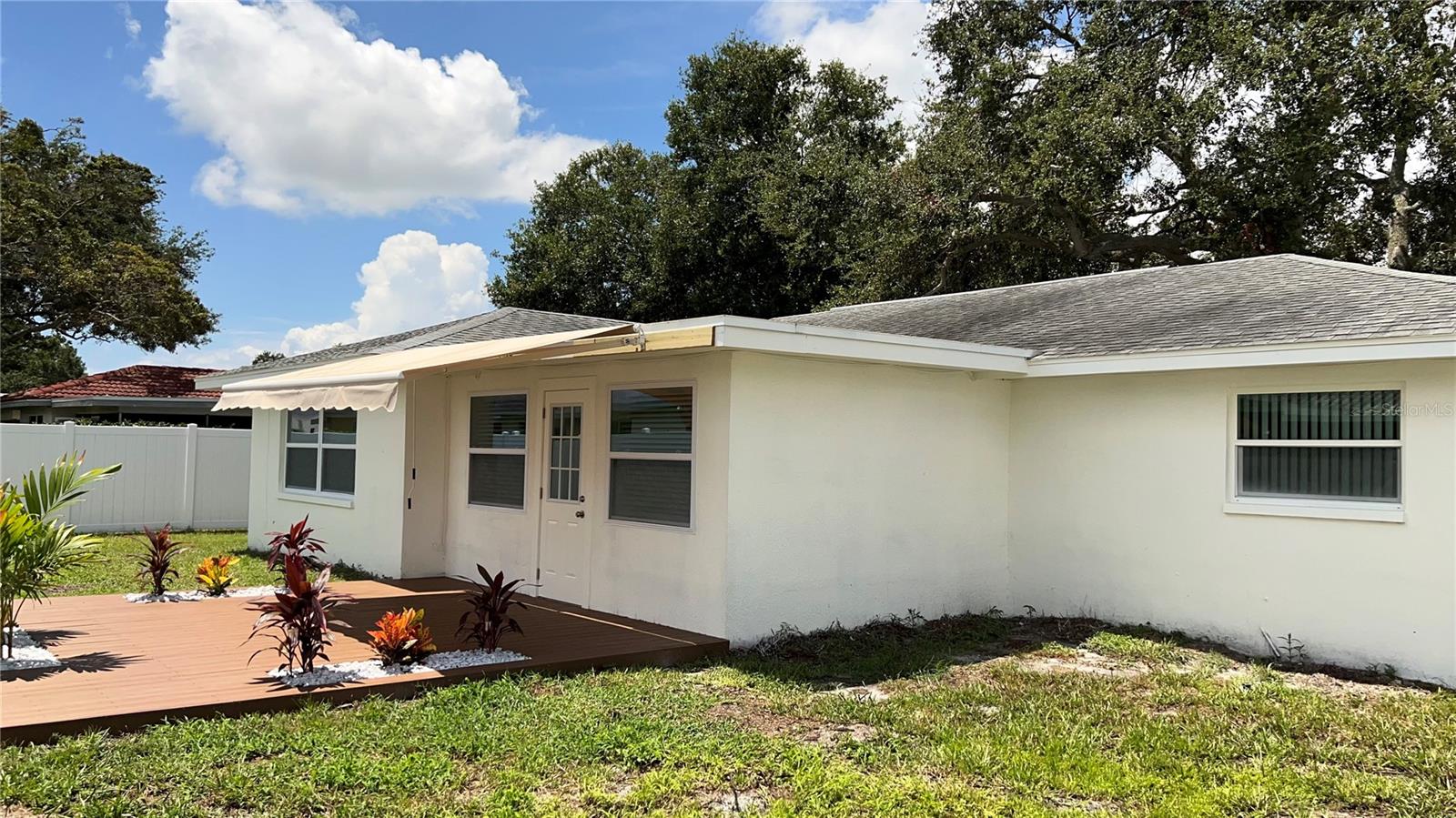 back yard deck and awning extended