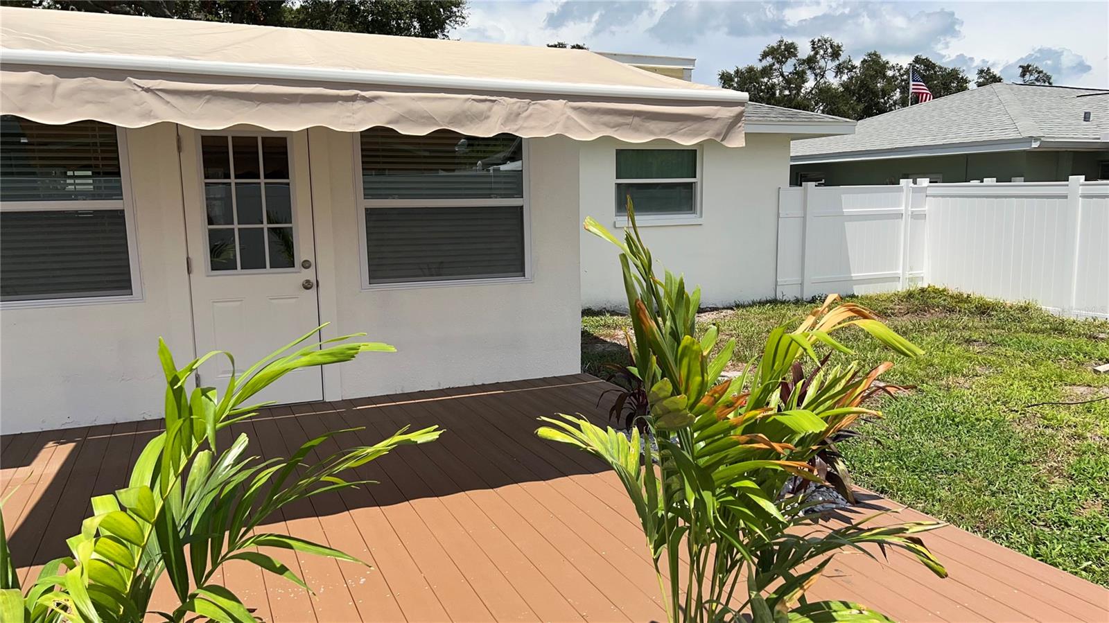 back yard deck and awning extended