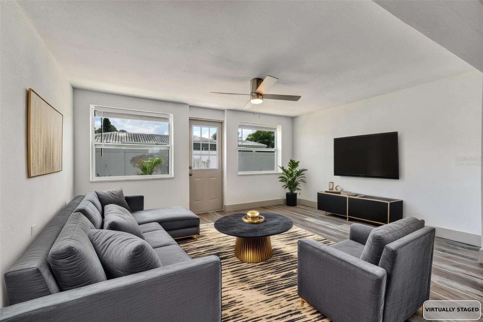 Family room virtually staged