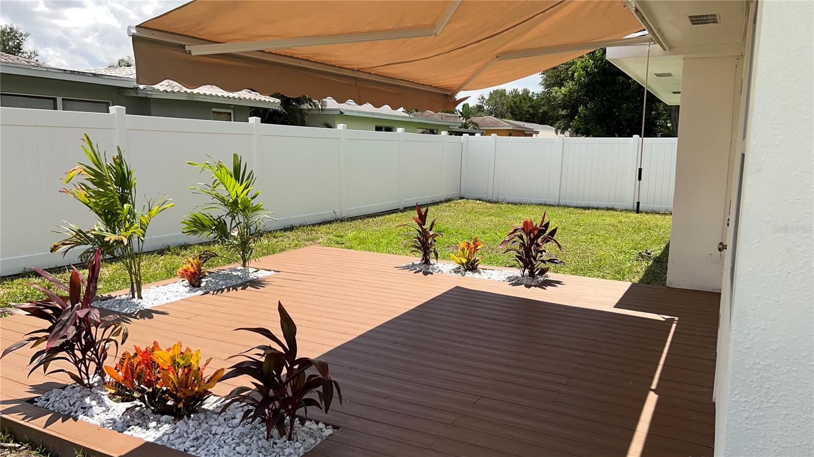 back yard deck and awning extended