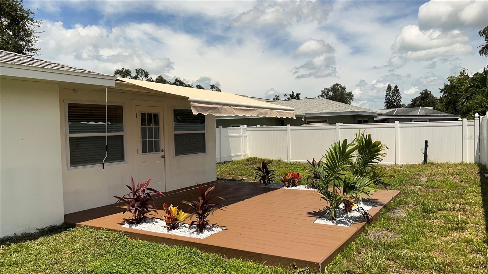 back yard deck and awning extended