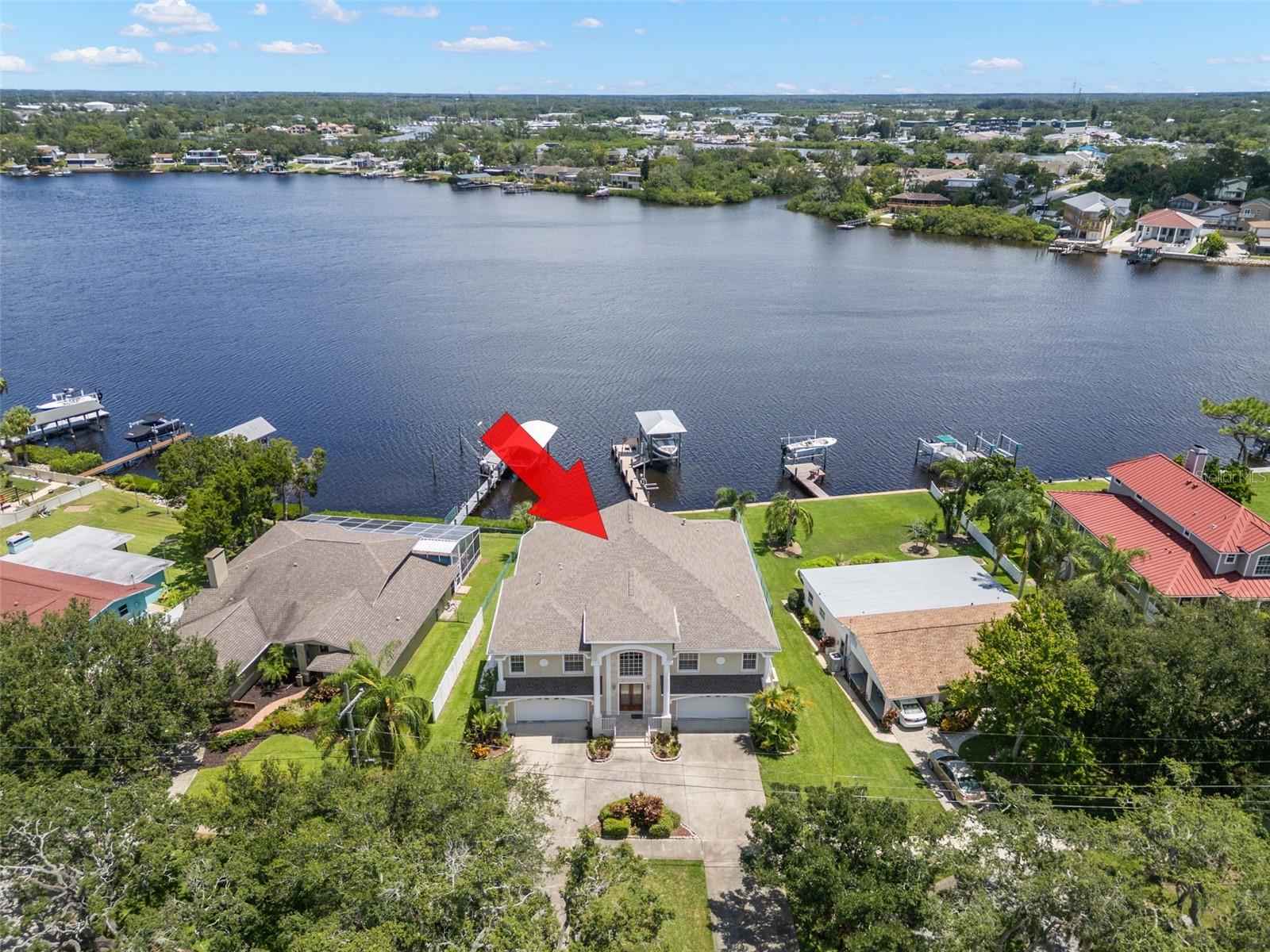 Ariel view of house and Kreamer Bayou.
