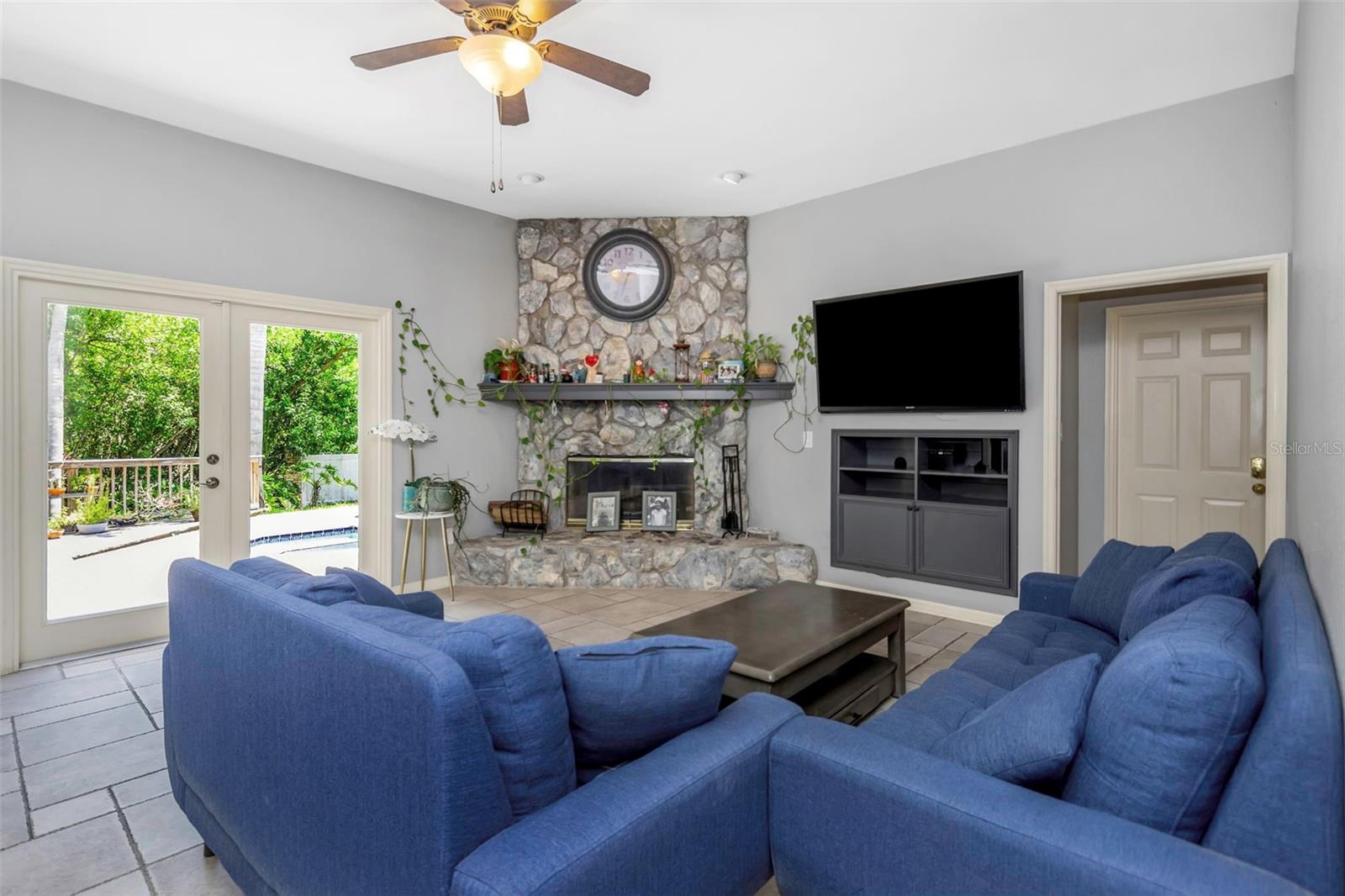 Family Room overlooking the pool.