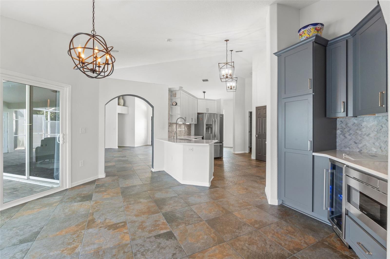 Bar seating at kitchen