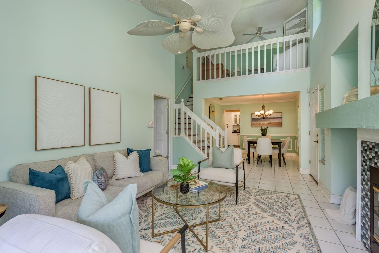 Living Area with Vaulted Ceilings
