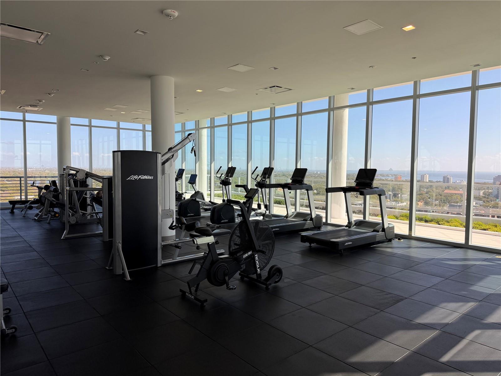 Fitness Center Overlooking Downtown