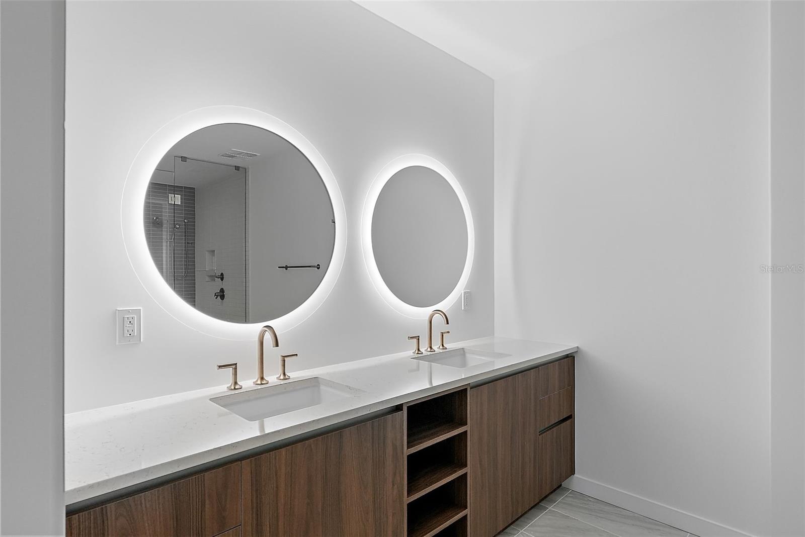 Dual Sinks with Backlighting Mirrors