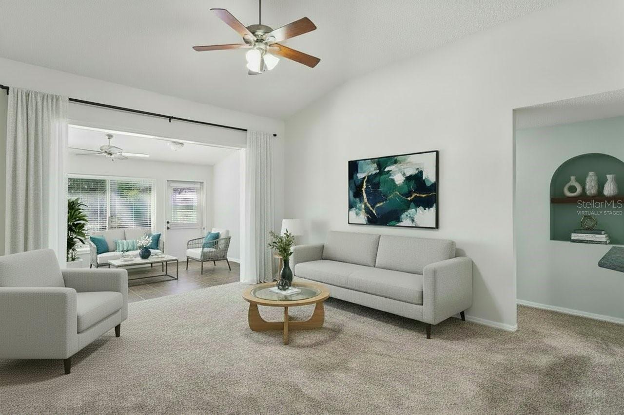 living room virtually staged