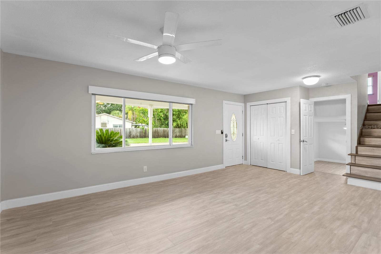 Front room window and staircase