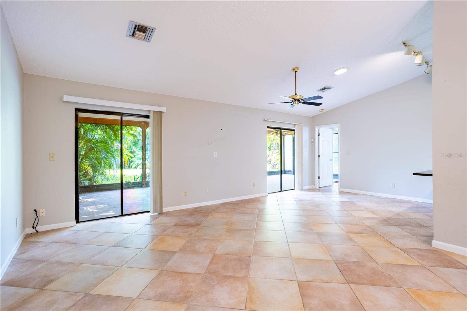 Living Room with Sliding Doors!