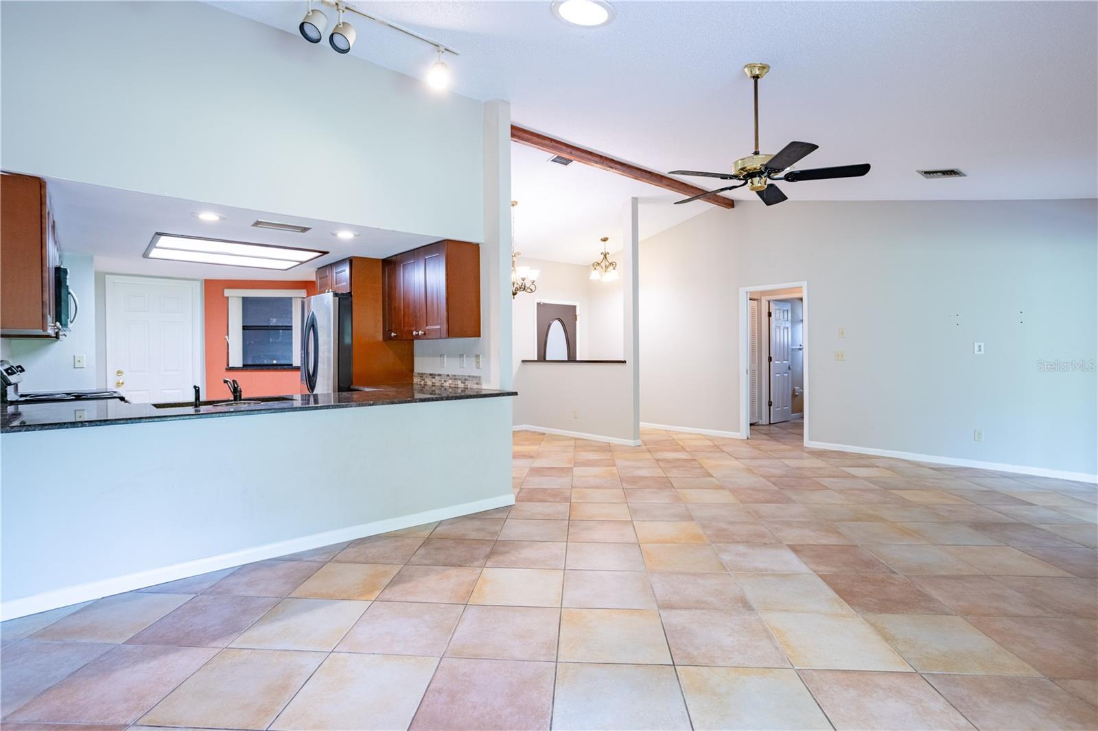 Kitchen with Overview of Living Room!