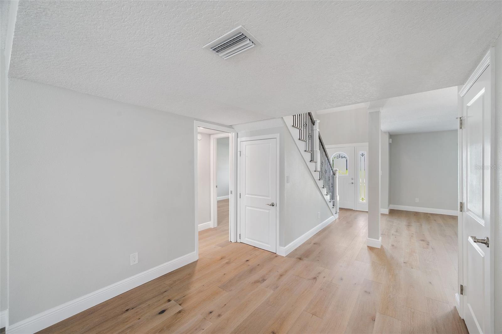 pantry closet on right and storage under stairs