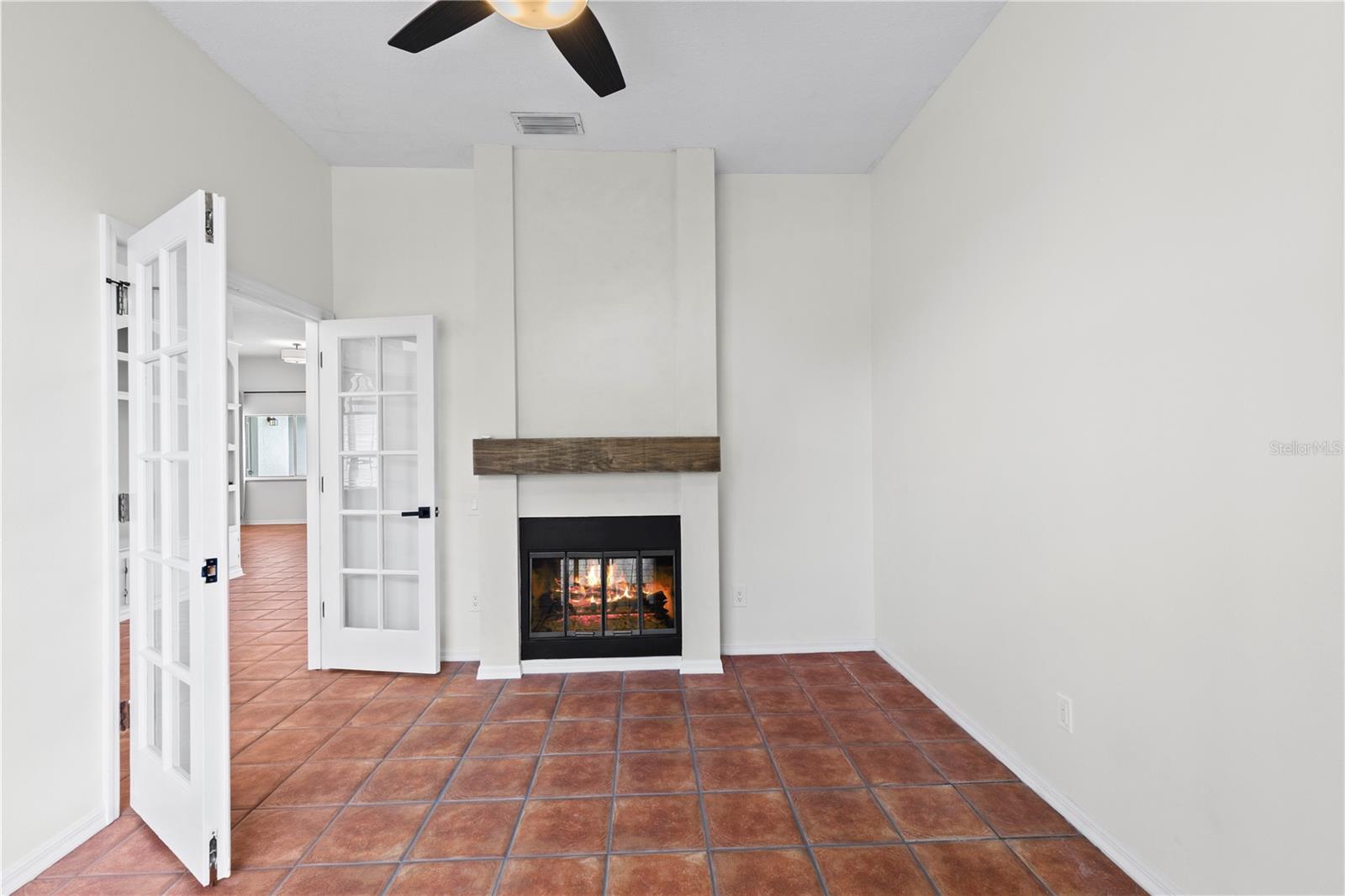 office with fireplace