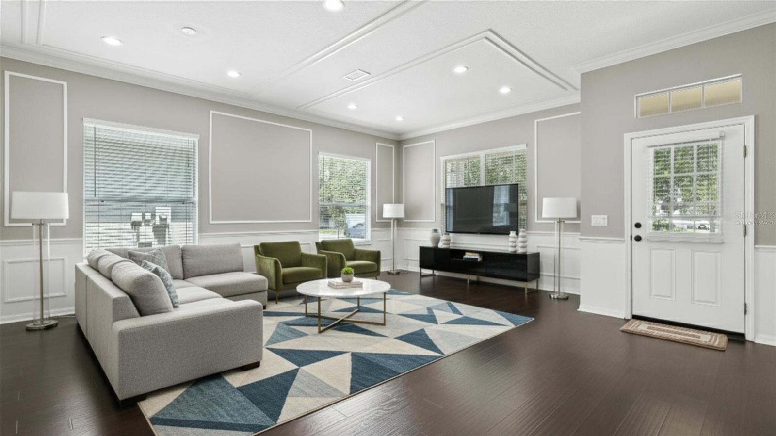 Living room, virtually staged