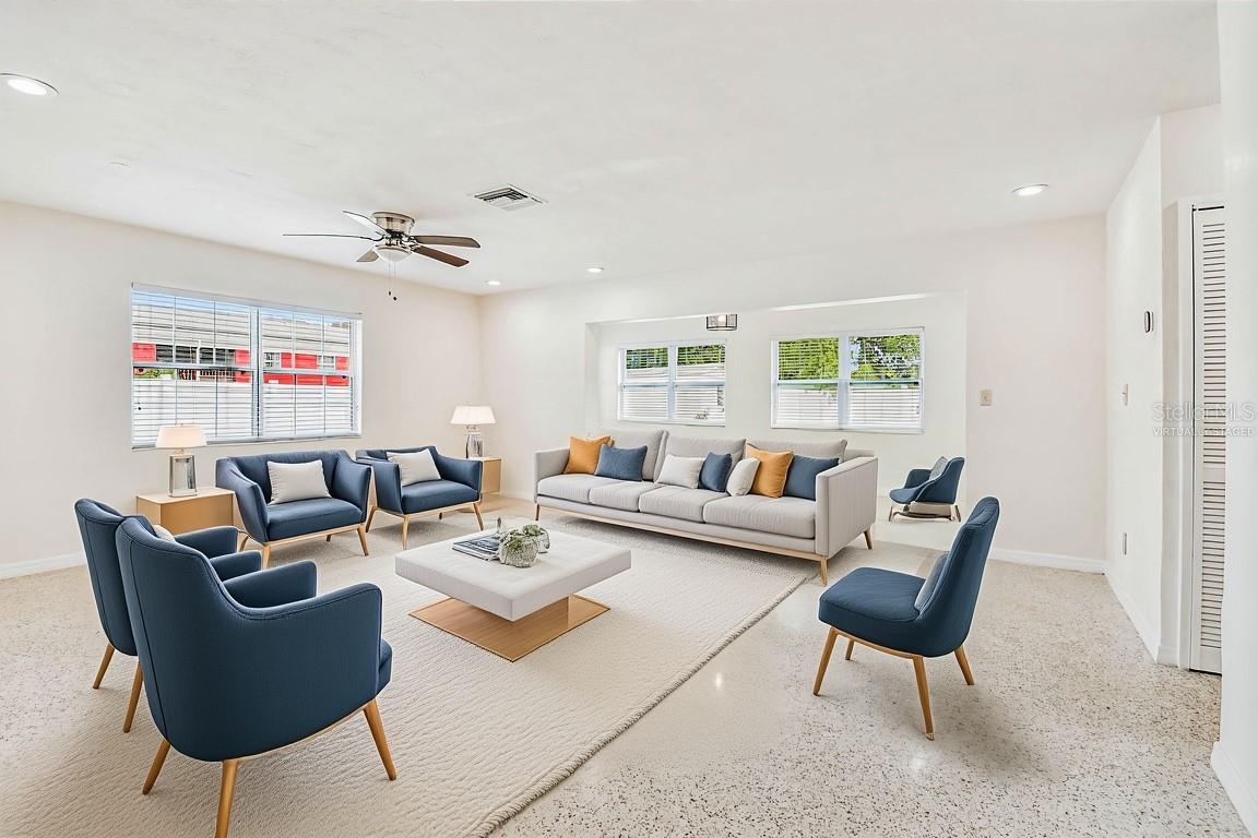 East Residence - Living and Florida Room Virtually Staged