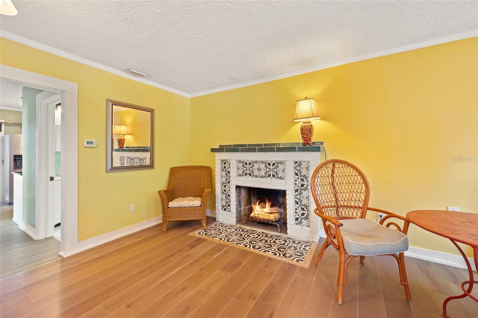 Wood burning fireplace