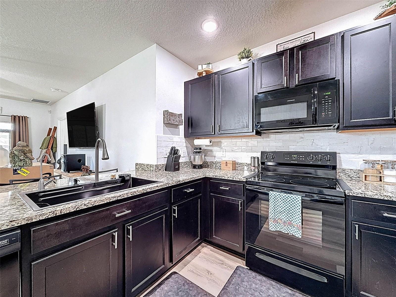 GRANITE COUNTERTOPS AND ESPRESSO CABINETS