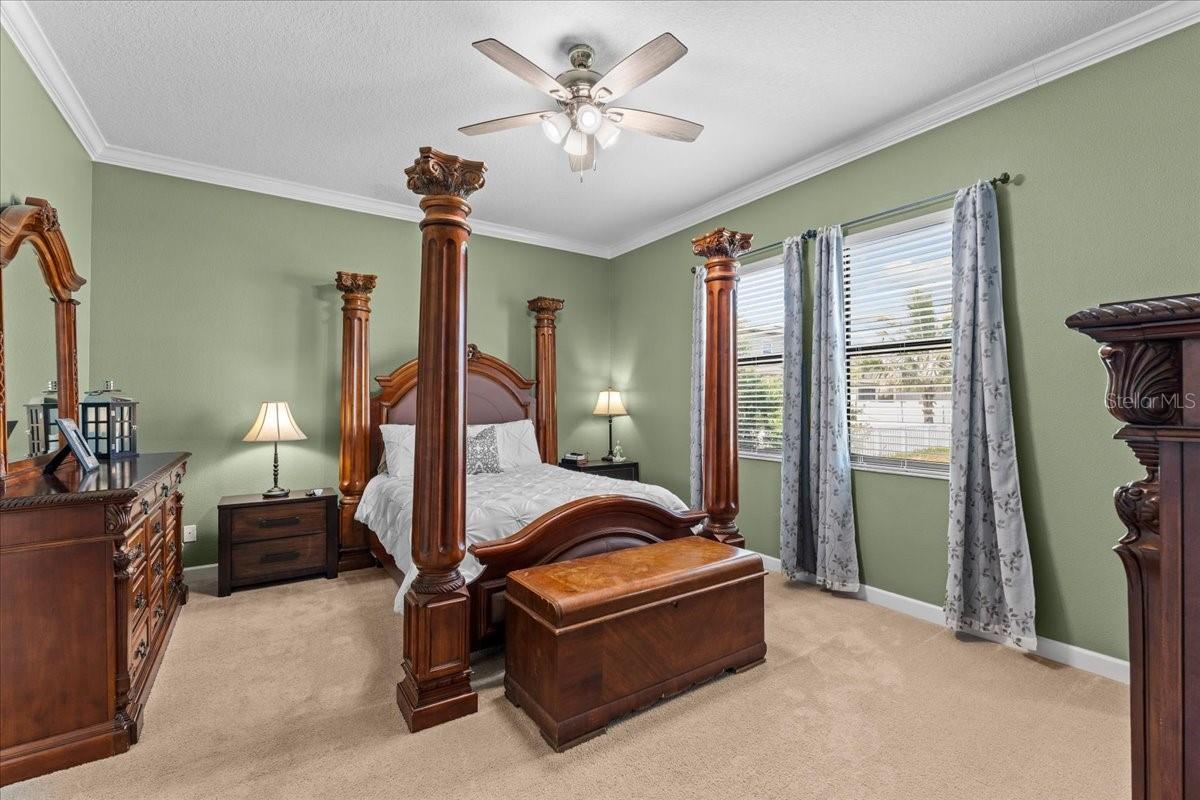 Master bedroom overlooking pond