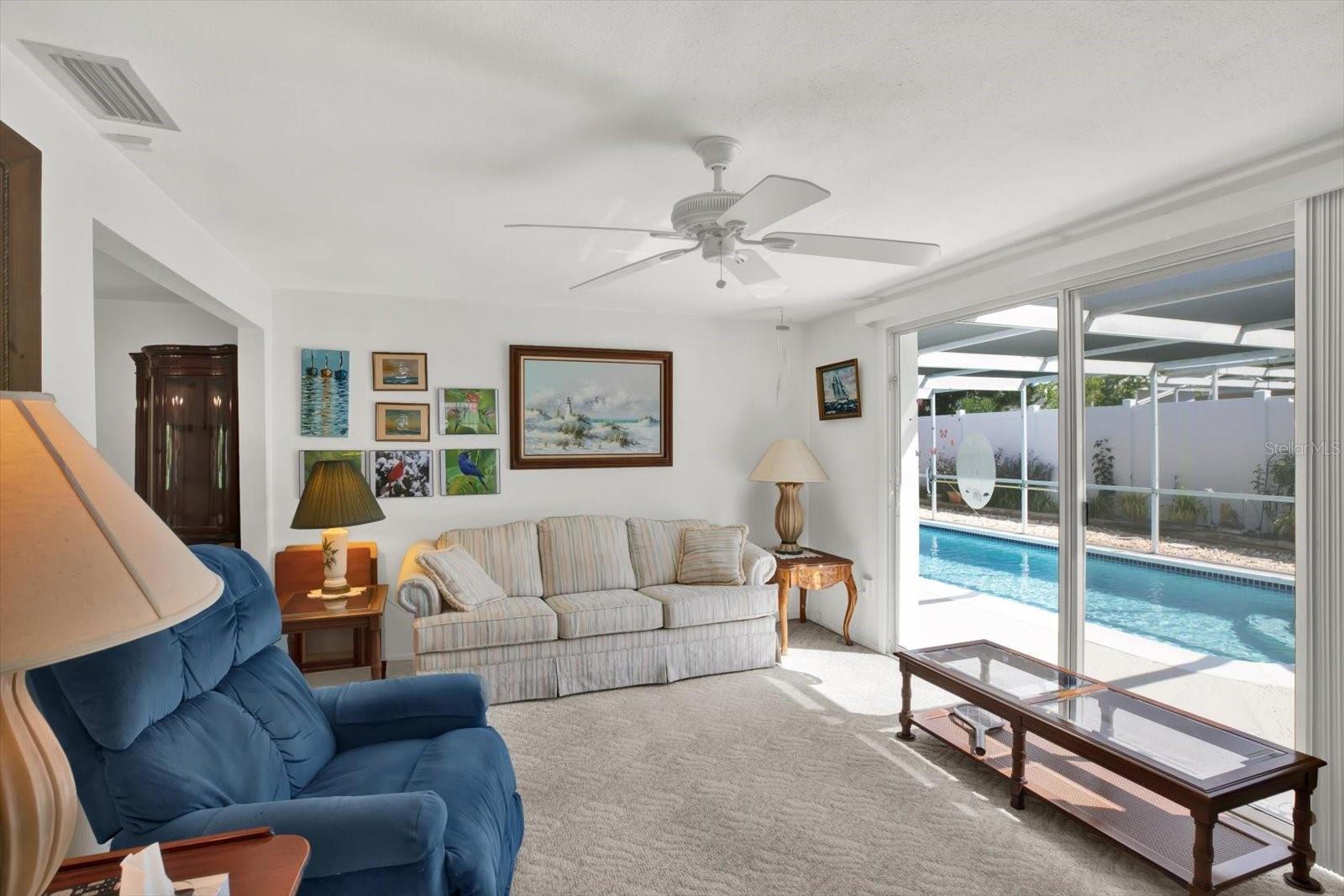 Family room with views to the pool