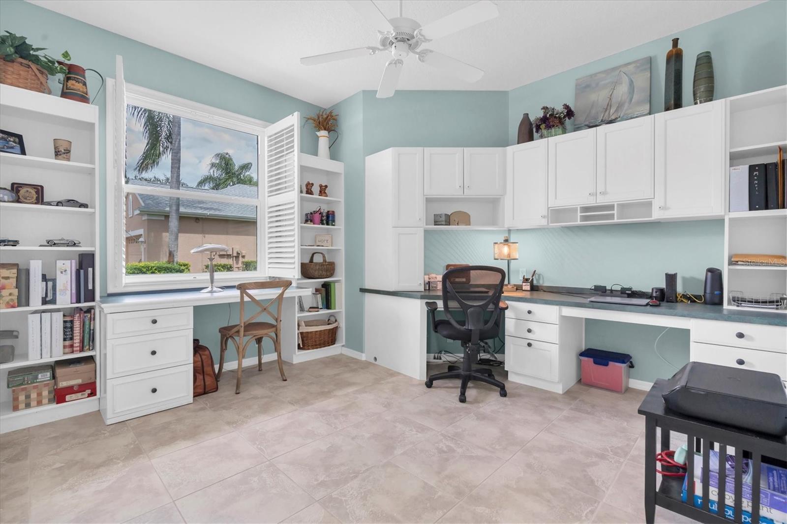 Office Custom Built-ins - Ceramic Tile Floors