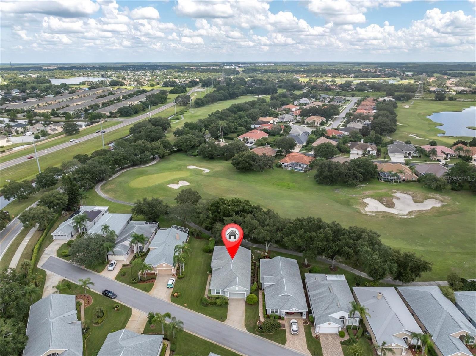 Aerial of Home on Golf Course