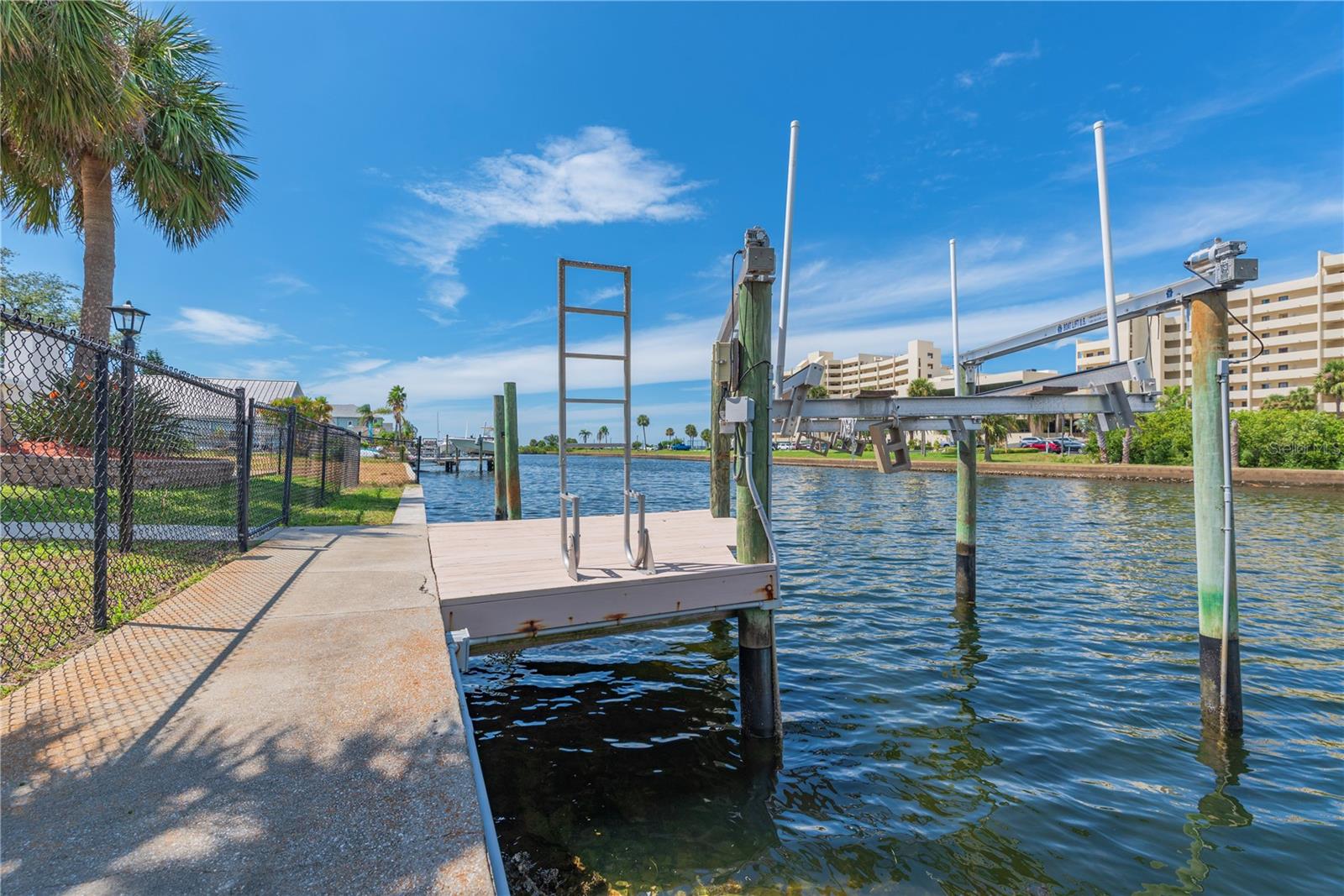 View down the canal from the seawall.