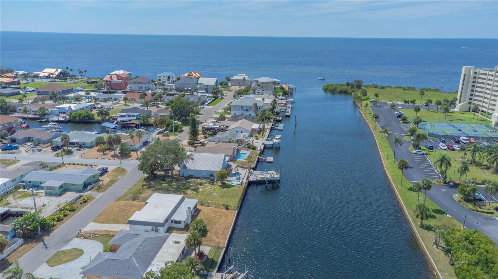 Aerial view facing toward the Gulf.